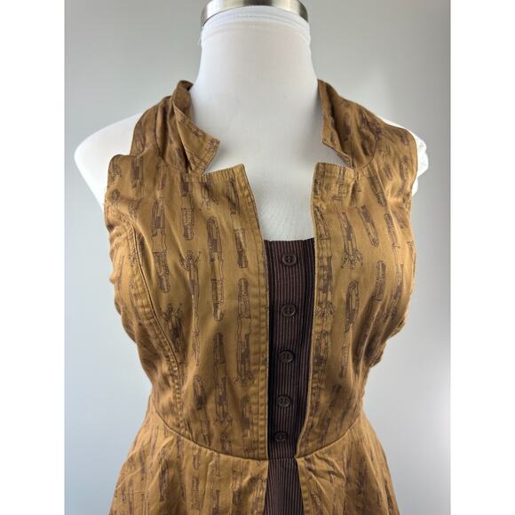 Doctor Who x Hot Topic Regeneration Dress Halter Pockets Brown BBC Women's Large - Picture 3 of 16